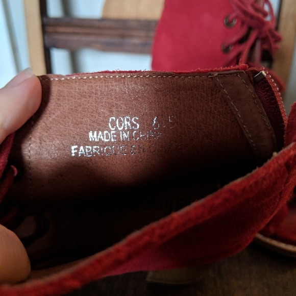Jeffrey Campbell Cors Lace Up Bootie Red 6.5 - Picture 4 of 5